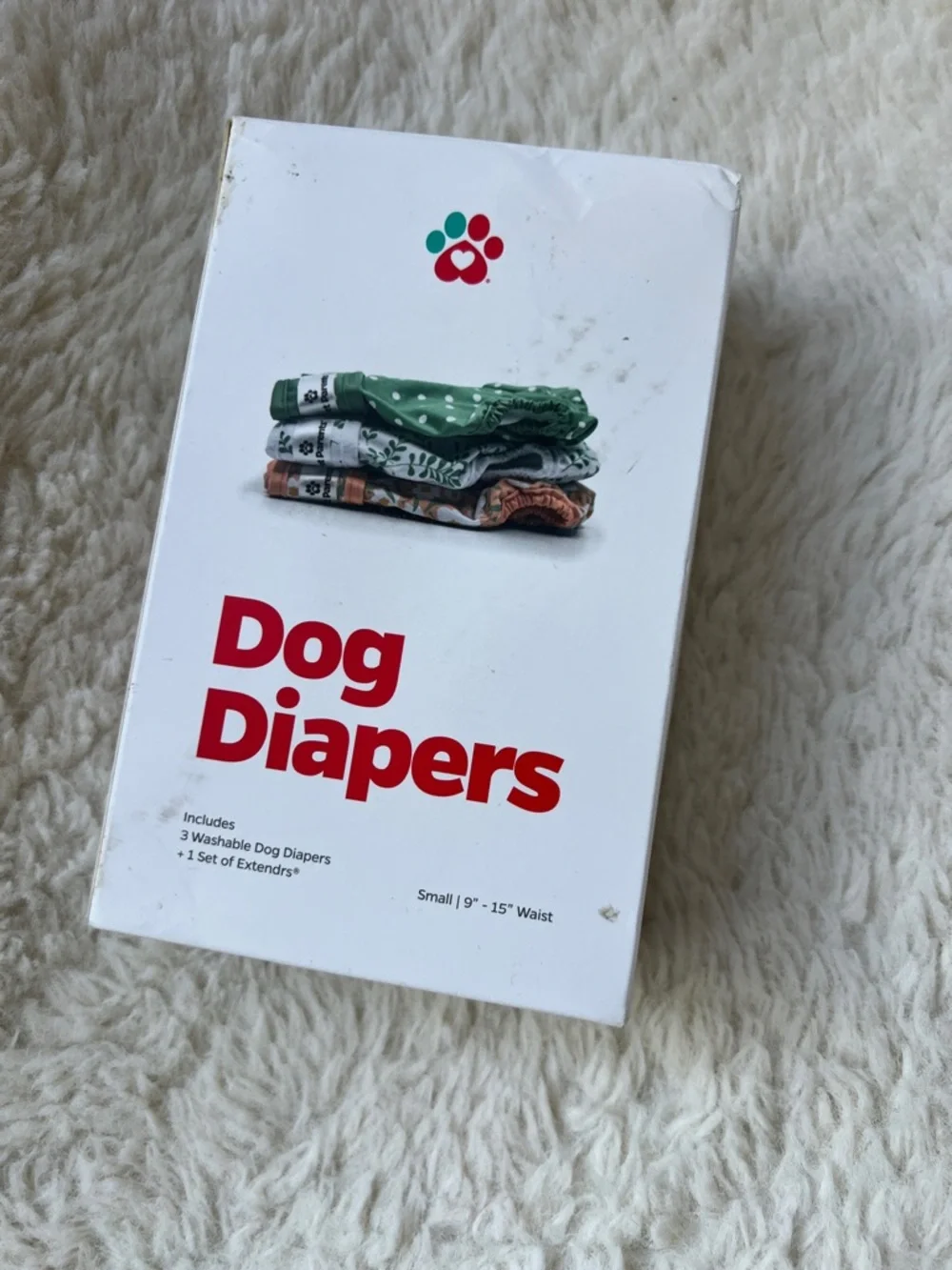 3-pack of Pet Parents Washable Dog Diapers, incl set of extenders Size Small NEW